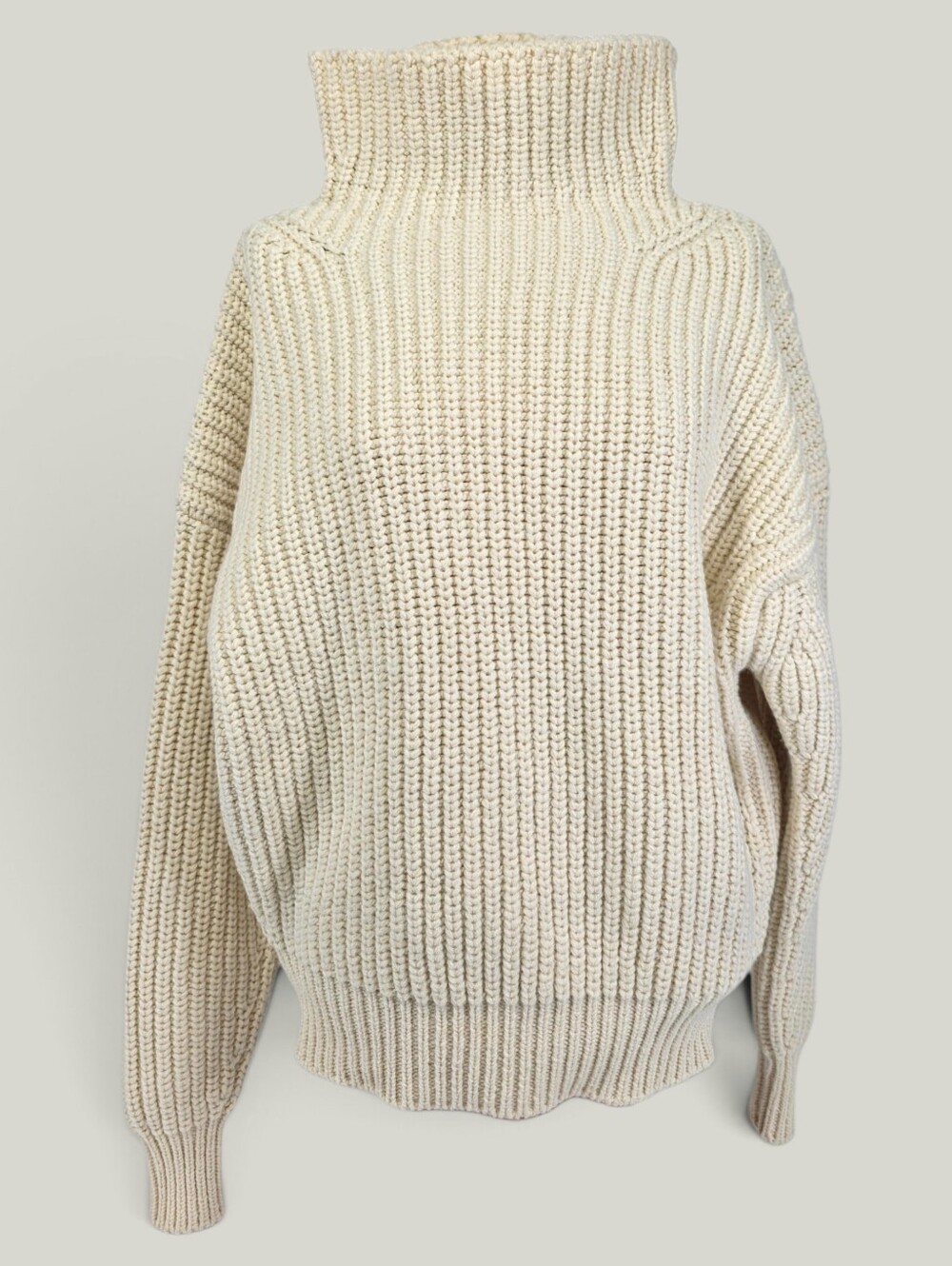 Isabel Marant Ines Turtleneck Sweater Wool Chunky Knit Cream/off-white 36 Italy